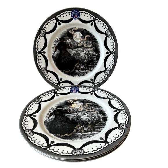 Royal Stafford WICKED WITCH Dinner Plates 11in Set of 4 Spooky Halloween New - Picture 2 of 13